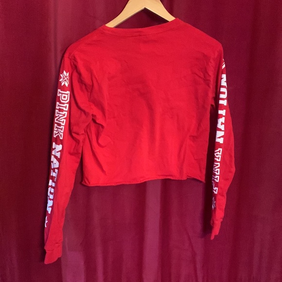 Vs PINK NATION small top red with white logo exclusive long sleeve - Picture 4 of 7
